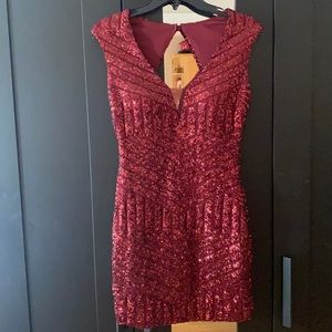 Sequined Maroon Mini Dress size 3